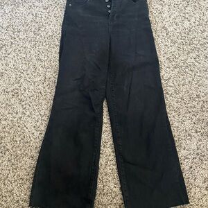 Hidden Cropped Wide Leg Black Jeans